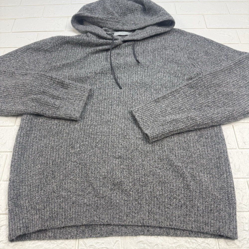 Vince 100% Cashmere Hooded Sweater Gray Pullover Hoodie Womens Size M
